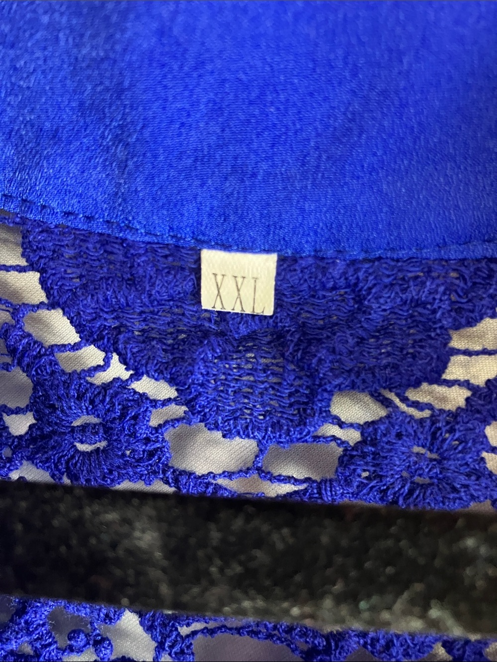 Women's Royal Blue Crochet Yoke Blouse - Short Sleeve Elegant Top - Picture 2 of 9